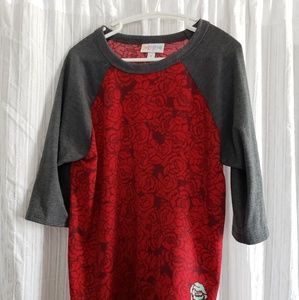 LuLaRoe Red Rose Surprise Sloan, sz8